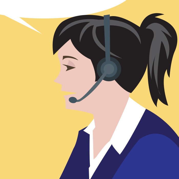 Illustration of a woman wearing a telephone headset