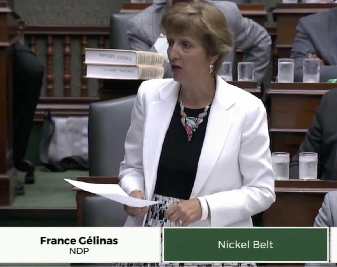NDP Health Critic Francine Gelinas talks about the Local 276 strike during question period.
