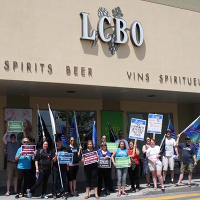 LBED Members standing in front of LCBO store in Cornwall: Information Picket