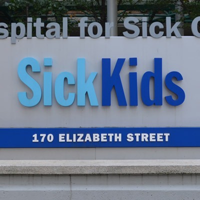Outdoor sign for the Sick Kids Hospital