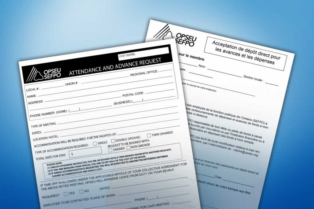 OPSEU Attendance and Advance Request forms