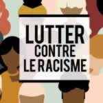 Plusieurs visages de diverses origines et couleurs pour illustrer le slogan de la campagne antiraciste du syndicat : Lutter contre le racisme