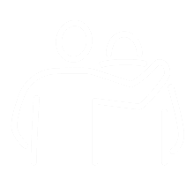 Figure with arm over hunched figure - Une silhouette qui soutient une personne âgée avec son bras